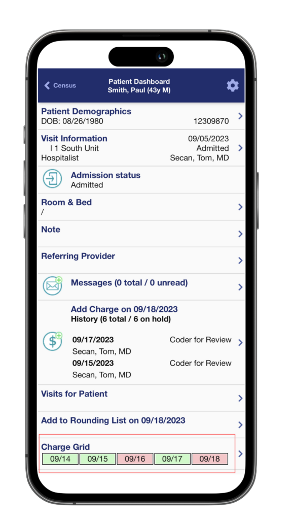 new charge grid feature view in mobile charge capture solution on apple 